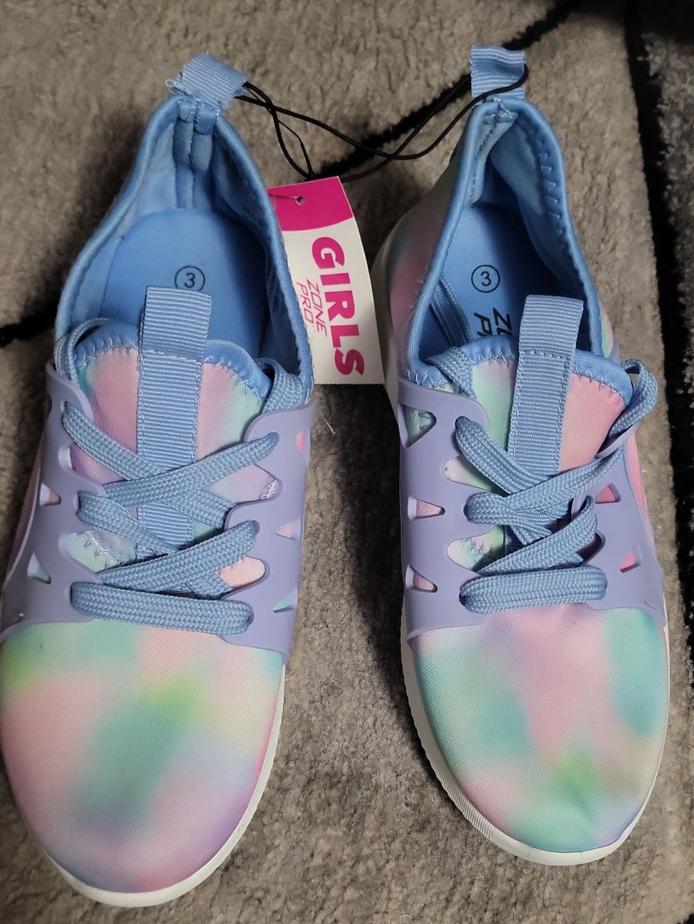 Zone Pro Girls Pastel Tie-Dye Sneakers - Light Purple & Aqua Accents